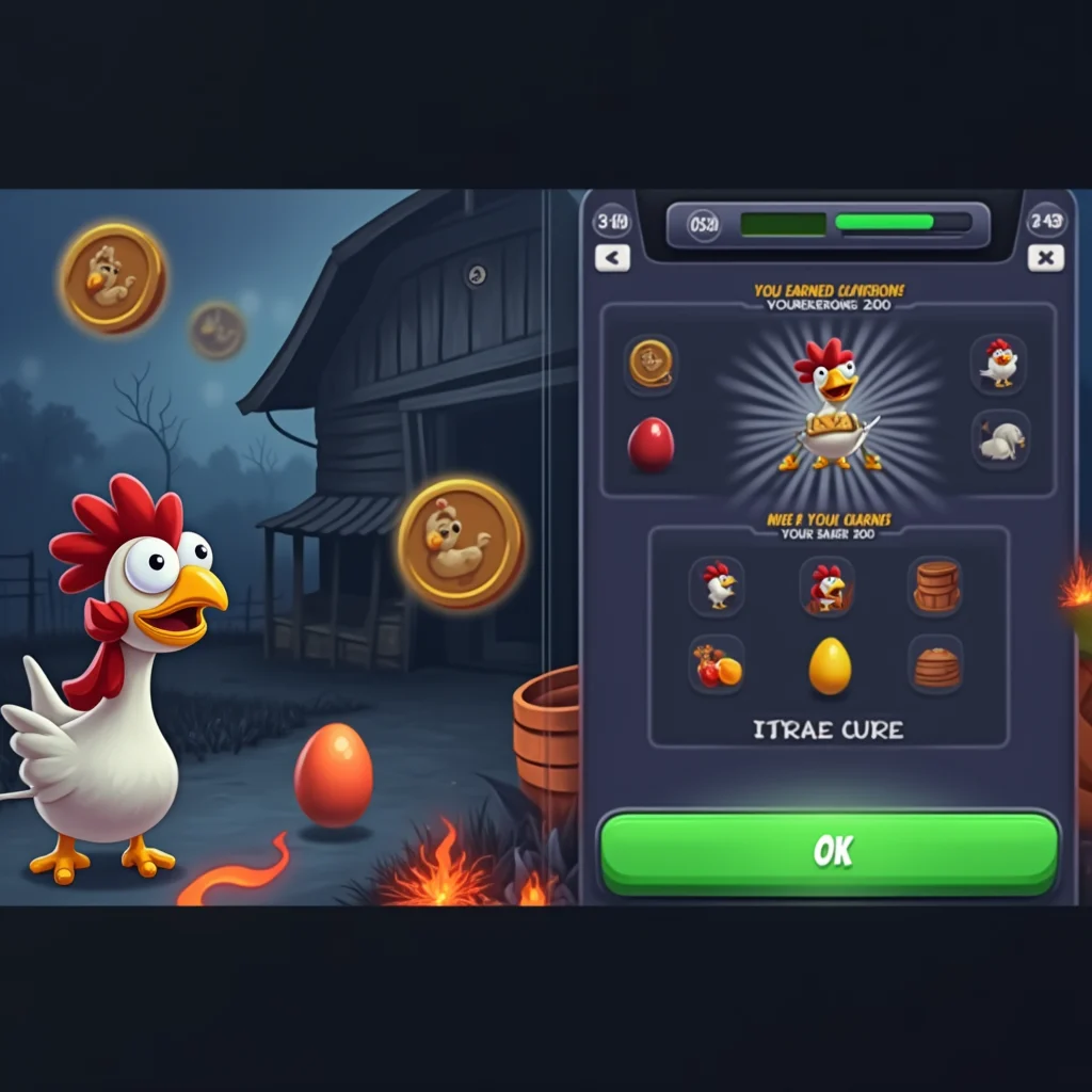 Pantalla del juego Chicken Road en móvil con gallina y símbolos arcade